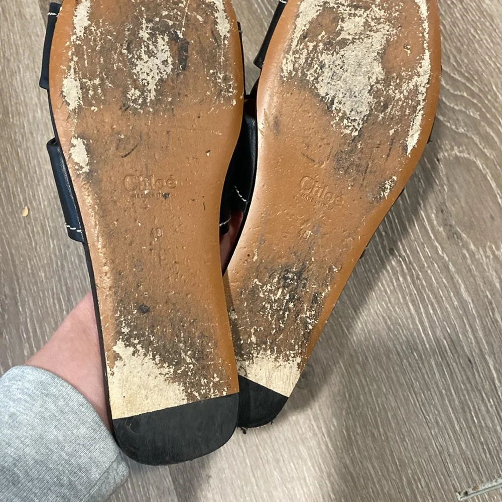 Chloe Black Leather Sandals - euro size 40 - Picture 4 of 5